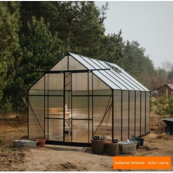 Gewächshaus Gartenhaus Treibhaus Alu Polycarbonat - Verbena I, weiß - 3,7x2,4m GRINDI - 2