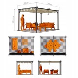 Garten Pergola Pavillon Terrassendach mit einstellbarem Stoffdach - Irda II 2,9x3,9m - Grau GRINDI IN THE GARDEN - 5 Garten Pergola Pavillon Terrassendach mit einstellbarem Stoffdach - Irda II 2,9x3,9m - Grau GRINDI IN THE GARDEN - 5