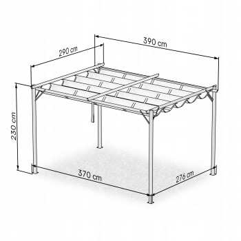 Garten Pergola Pavillon Terrassendach mit einstellbarem Stoffdach - Irda II 2,9x3,9m - Grau GRINDI IN THE GARDEN - 4