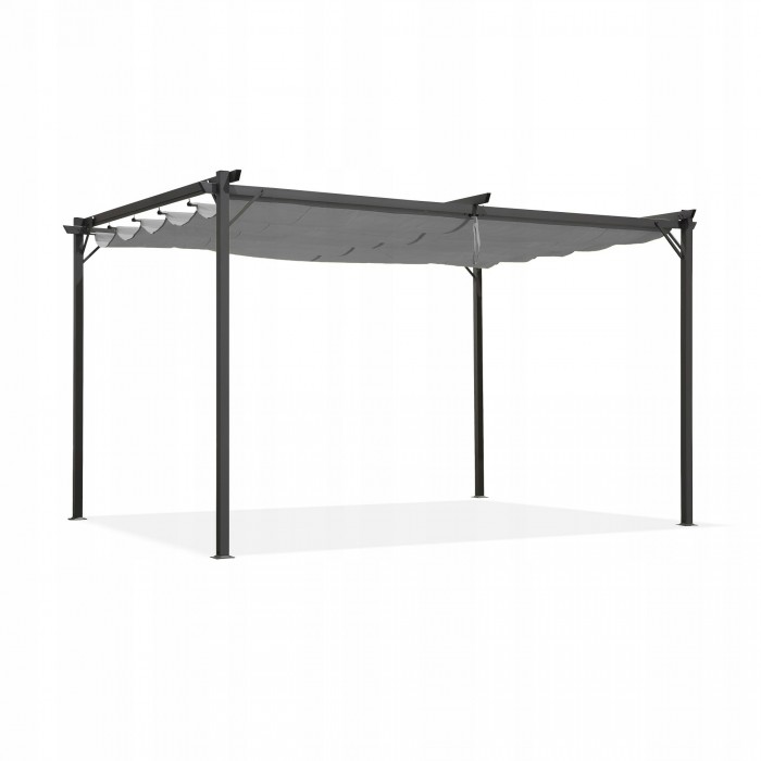 Garten Pergola Pavillon mit einstellbarem Stoffdach - Irda II 2,9x3,9m - Grau