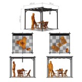 Garten Pergola Pavillon Terrassendach mit einstellbarem Stoffdach - Irda I 2,9x2,9m GRINDI IN THE GARDEN - 5