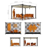 Garten Pergola Pavillon Terrassendach mit einstellbarem Stoffdach - Irda II 2,9x3,9m GRINDI IN THE GARDEN - 4