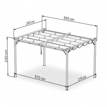 Garten Pergola Pavillon Terrassendach mit einstellbarem Stoffdach - Irda II 2,9x3,9m GRINDI IN THE GARDEN - 3