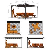 Garten Pergola Pavillon Terrassendach mit einstellbarem Stoffdach - Irda III 4x4m - 961055 GRINDI IN THE GARDEN - 3