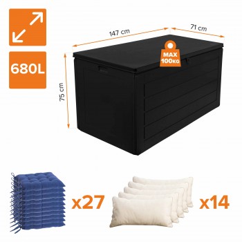 Gartenbox Gartentruhe 680L - schwarz mit Sitzgelegenheit - Padda GRINDI IN THE GARDEN - 3