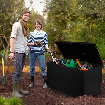 Gartenbox Gartentruhe 680L - schwarz mit Sitzgelegenheit - Padda GRINDI IN THE GARDEN - 4