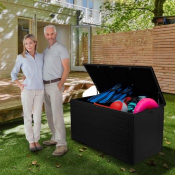 Gartenbox Gartentruhe 680L - schwarz mit Sitzgelegenheit - Padda GRINDI IN THE GARDEN - 5
