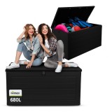 Gartenbox Gartentruhe 680L - schwarz mit Sitzgelegenheit - Padda GRINDI IN THE GARDEN - 1