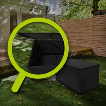 Gartenbox Gartentruhe 680L - schwarz mit Sitzgelegenheit - Padda GRINDI IN THE GARDEN - 15