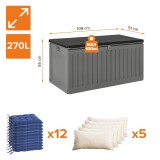 Gartenbox Kissenbox Auflagenbox - Cygnus 270 Liter, dunkelgrau GRINDI IN THE GARDEN - 3 Gartenbox Kissenbox Auflagenbox - Cygnus 270 Liter, dunkelgrau GRINDI IN THE GARDEN - 3