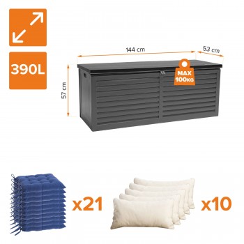 Gartenbox Kissenbox Auflagenbox - Larus 390 Liter - Dunkelgrau GRINDI IN THE GARDEN - 3