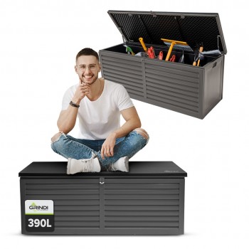 Gartenbox Kissenbox Auflagenbox - Larus 390 Liter - Dunkelgrau GRINDI IN THE GARDEN - 2
