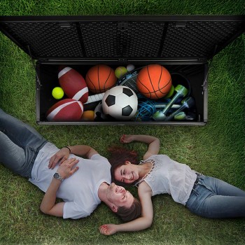 Gartenbox Kissenbox Auflagenbox - Larus 390 Liter - Schwarz GRINDI IN THE GARDEN - 12