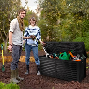 Gartenbox Kissenbox Auflagenbox - Larus 390 Liter - Schwarz GRINDI IN THE GARDEN - 13