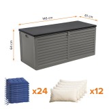 Gartenbox Kissenbox Auflagenbox - Columba 490 Liter - Dunkelgrau GRINDI IN THE GARDEN - 3