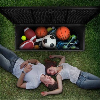 Gartentruhe 490L schwarz mit Sitzgelegenheit - Columba GRINDI IN THE GARDEN - 17