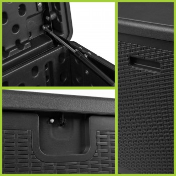 Gartenbox Gartentruhe 570L - schwarz mit Sitzgelegenheit - Rissa I GRINDI IN THE GARDEN - 11