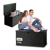 Gartenbox Gartentruhe 570L - schwarz mit Sitzgelegenheit - Rissa I GRINDI IN THE GARDEN - 2