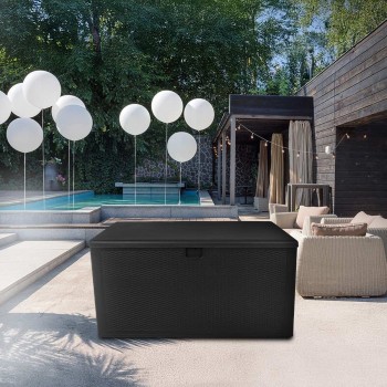 Gartenbox Gartentruhe 570L - schwarz mit Sitzgelegenheit - Rissa I GRINDI IN THE GARDEN - 14