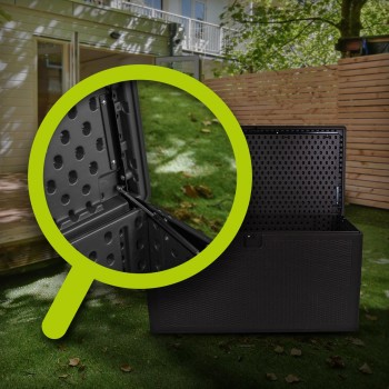 Gartenbox Gartentruhe 570L - schwarz mit Sitzgelegenheit - Rissa I GRINDI IN THE GARDEN - 12