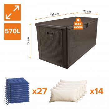 Gartenbox Gartentruhe 570L - braun mit Sitzgelegenheit - Rissa I GRINDI IN THE GARDEN - 3
