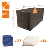 Gartenbox Gartentruhe 570L - braun mit Sitzgelegenheit - Rissa I GRINDI IN THE GARDEN - 3