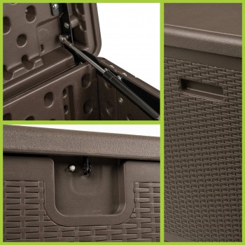 Gartenbox Gartentruhe 570L - braun mit Sitzgelegenheit - Rissa I GRINDI IN THE GARDEN - 10