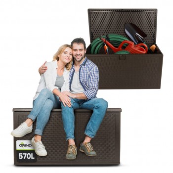 Gartenbox Gartentruhe 570L - braun mit Sitzgelegenheit - Rissa I GRINDI IN THE GARDEN - 2