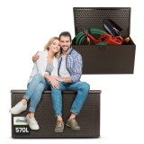 Gartenbox Gartentruhe 570L - braun mit Sitzgelegenheit - Rissa I GRINDI IN THE GARDEN - 2