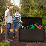 Gartenbox Gartentruhe 570L - braun mit Sitzgelegenheit - Rissa I GRINDI IN THE GARDEN - 15