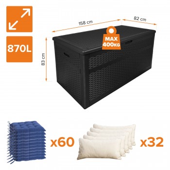 Gartenbox Kissenbox Auflagenbox - Rissa 870 liter, schwarz GRINDI IN THE GARDEN - 3