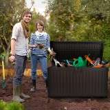 Gartenbox Gartentruhe 570L - braun mit Sitzgelegenheit - Treeline I GRINDI IN THE GARDEN - 15