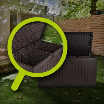 Gartenbox Gartentruhe 570L - braun mit Sitzgelegenheit - Treeline I GRINDI IN THE GARDEN - 12