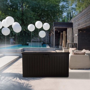 Gartenbox Gartentruhe 570L - schwarz mit Sitzgelegenheit - Treeline I GRINDI IN THE GARDEN - 14