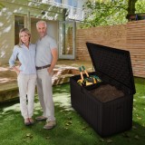 Gartenbox Gartentruhe 570L - schwarz mit Sitzgelegenheit - Treeline I GRINDI IN THE GARDEN - 16
