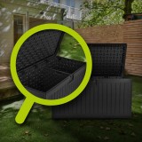 Gartenbox Gartentruhe 570L - schwarz mit Sitzgelegenheit - Treeline I GRINDI IN THE GARDEN - 13