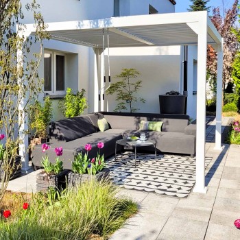 Garten Pergola Pavillon Terrassendach mit aufklappbarem Dach Weiß - Kea II 3x4m GRINDI IN THE GARDEN - 2