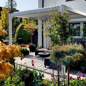 Garten Pergola Pavillon Terrassendach mit aufklappbarem Dach Weiß - Kea II 3x4m GRINDI IN THE GARDEN - 6