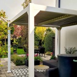 Garten Pergola Pavillon Terrassendach mit aufklappbarem Dach Weiß - Kea II 3x4m GRINDI IN THE GARDEN - 7
