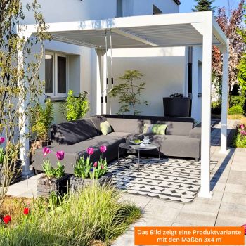 Garten Pergola Pavillon Terrassendach mit aufklappbarem Dach Weiß - Kea I 3x3m GRINDI IN THE GARDEN - 2