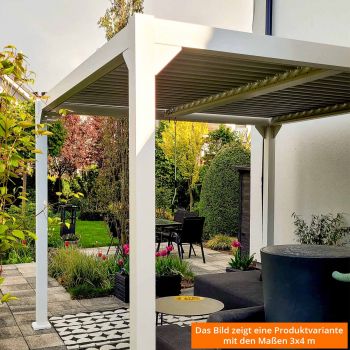 Garten Pergola Pavillon Terrassendach mit aufklappbarem Dach Weiß - Kea I 3x3m GRINDI IN THE GARDEN - 5