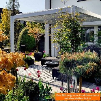 Garten Pergola Pavillon Terrassendach mit aufklappbarem Dach weiss - Kea III 6x3m GRINDI IN THE GARDEN - 4