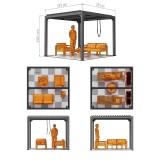 Garten Pergola Pavillon Terrassendach mit aufklappbarem Dach Weiß - Kea I 3x3m GRINDI IN THE GARDEN - 3