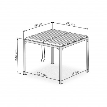Garten Pergola Pavillon Terrassendach mit aufklappbarem Dach Weiß - Kea I 3x3m GRINDI IN THE GARDEN - 8