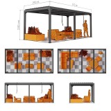 Garten Pergola Pavillon Terrassendach mit aufklappbarem Dach weiss - Kea III 6x3m GRINDI IN THE GARDEN - 3