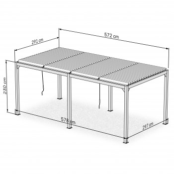 Garten Pergola Pavillon Terrassendach mit aufklappbarem Dach weiss - Kea III 6x3m GRINDI IN THE GARDEN - 10