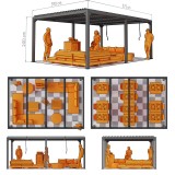 Garten Pergola Pavillon Terrassendach mit aufklappbarem Dach grau - Kea IV 6x4mm GRINDI IN THE GARDEN - 3