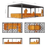Garten Pergola Pavillon Terrassendach mit aufklappbarem Dach grau - Kea V 8x4m GRINDI IN THE GARDEN - 3
