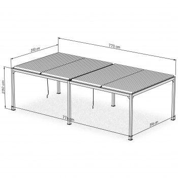 Garten Pergola Pavillon Terrassendach mit aufklappbarem Dach grau - Kea V 8x4m GRINDI IN THE GARDEN - 7