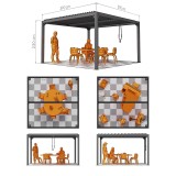 Garten Pergola Pavillon Terrassendach mit aufklappbarem Dach weiss - Kea VI 4x4m GRINDI IN THE GARDEN - 3